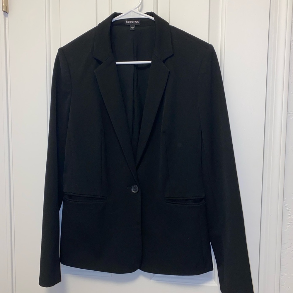 Express Black Single-Button Women's Blazer - Classic Tailored Fit